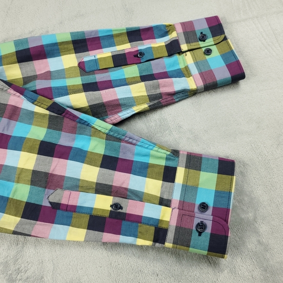 Stone Rose Shirt Mens 2XL Size 6 Button Down Colorful Gingham Plaid Geometric - Picture 7 of 12